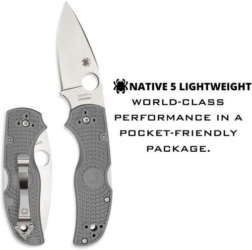 Miniatura 2 de Spyderco C41 Native 5 Signature - Cuchillo plegable con hoja de acero CPM S30V de 2.95" y mango FRN ligero, Gris