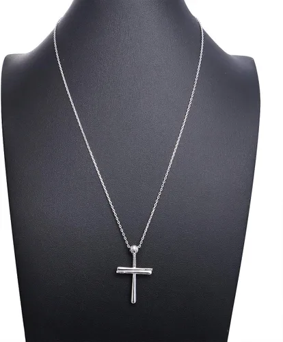 Miniatura 3 de Mens S925 Sterling Silver Large Cross Pendant Necklace 24 Inches Silver Chain