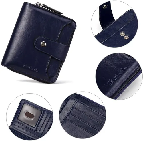 Miniatura 6 de BOSTANTEN - Billeteras de piel para mujer, con bloqueo RFID, con cremallera y bolsillo, billetera pequeña de dos cuerpos, con tarjetero