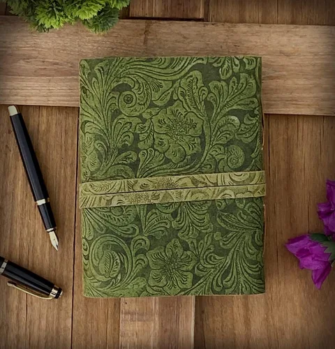 Miniatura 6 de SH SHIFAA HANDICRAFT Diario de cuero antiguo hecho a mano con borde de cubierta vintage de papel encuadernado en cuero, diario del libro de sombras