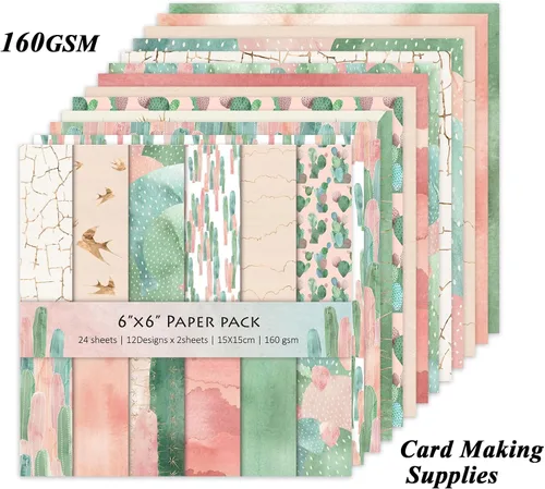 Miniatura 5 de 24 hojas de 12 diseños de álbumes de recortes, 6 x 6 pulgadas, papel de cartulina para manualidades Decopodge de una sola cara, álbum de recortes