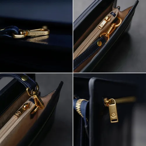 Miniatura 5 de Time Resistance Bolso de mano de cuero para hombre, organizador de muñeca, maletín hecho a mano en Italia, caja de regalo incluida