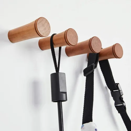Miniatura 8 de HomeDo Paquete de 8 ganchos de pared de madera para sombreros, ganchos de madera para colgar en la pared, organizador individual decorativo