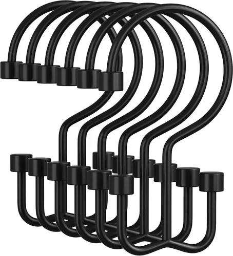 Miniatura 11 de Amazer Ganchos para cortina de ducha, anillos de cortina de ducha dobles de metal resistentes al óxido para ganchos de ducha enrollables, 12 anillos