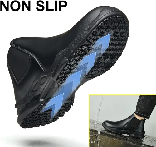 Miniatura 3 de PJZHJ Zapatos Antideslizantes para Hombres, Resistente al Aceite y al Agua, Zapatos de Chef Cómodos, Zapatos de Trabajo Antideslizantes para Cocina