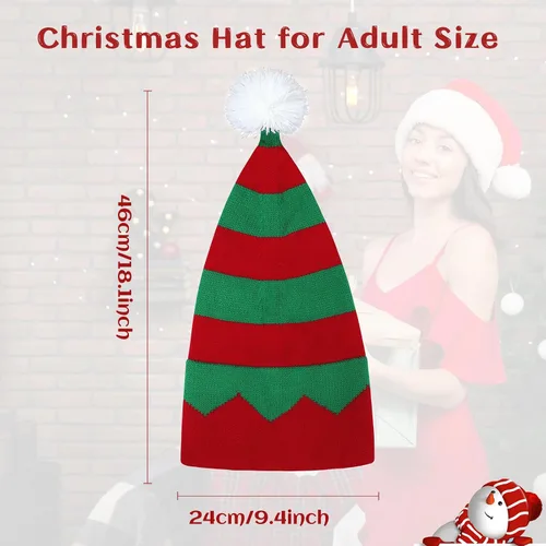 Miniatura 9 de American Trends Gorro de Papá Noel, gorro de Navidad cálido para invierno, gorro holgado de punto trenzado para adultos, mujeres y hombres, fiesta