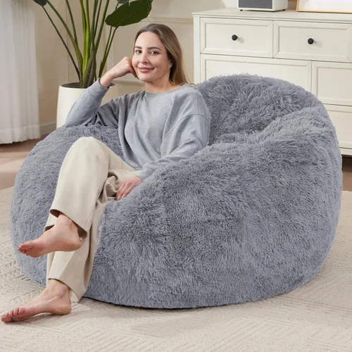 Miniatura 17 de Bean Bag Cover (No Filler) Soft Faux Fur Stuffed Animal Bean Bag Storage, Fluffy Plush Bean Bag Chair Cover Washable, Comfy Bean Bag Covers for Dark