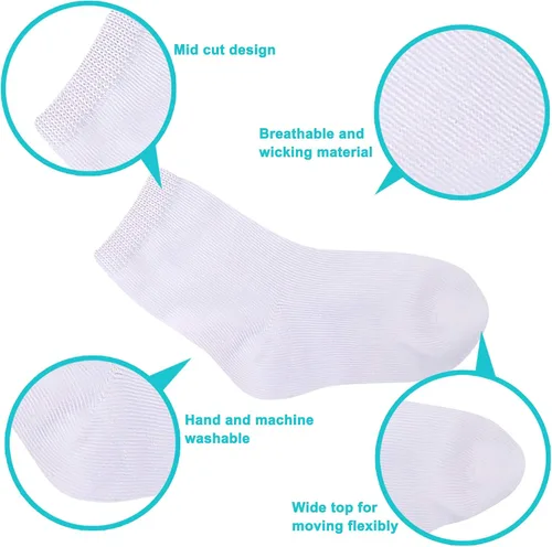 Miniatura 3 de Duufin 18 pares de calcetines para niños y niñas, unisex, de media amortiguación, de algodón, de corte medio, para niños de 1 a 8 años
