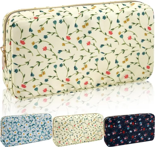Miniatura 51 de Iqimott Bolsa Grande de Maquillaje de Nylon para Viaje, Bolsa de Cosméticos Preppy Grande Organizadora de Maquillaje de Nylon Bolsa de Artículos