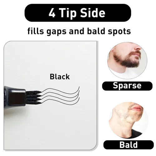 Miniatura 3 de 2 lápices de barba para hombres, a prueba de sudor, resistente al agua, de larga duración y acabado natural, con forma de reparación de bigote Negro