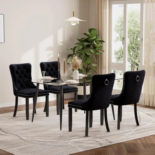 Miniatura 136 de Baysitone Juego de mesa de comedor de vidrio de 51 pulgadas para 4, juego de 5 piezas moderno de comedor, mesa de cocina rectangular de vidrio con 4