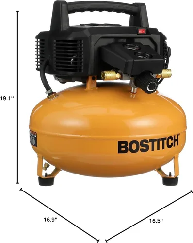 Miniatura 9 de Bostitch Compresor de aire para panqueques de 6 galones y kit de accesorios de 13 piezas: manguera de aire, pistola de soplado y adaptador