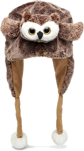 Miniatura 12 de Puzzled - Sombrero de mapache marrón de peluche - Sombrero súper suave y cálido con orejeras, gorro de invierno acogedor de forro polar para niños