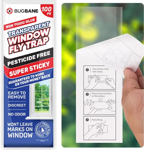 Miniatura 10 de 50 Trampas Adhesivas para Moscas de Ventana No Tóxicas Transparentes Papel Antimoscas Interior para el Hogar. Sin Desorden Trampas Adhesivas