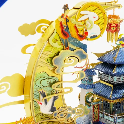Miniatura 3 de MU Moon Palace Rompecabezas 3D de Metal para Adultos para Construir con Soporte de Iluminación, Kits de Construcción de Modelos de Metal DIY