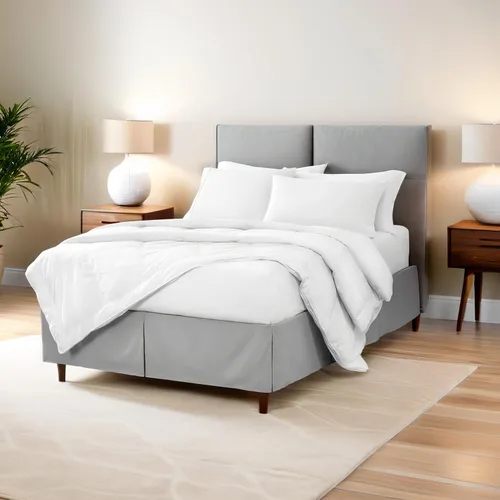 Miniatura 8 de Bare Home Falda de cama California King con caída de 15 pulgadas, diseño fácil de ajustar, para camas California King, con pliegues centrales