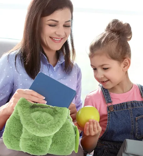 Miniatura 2 de DolliBu Bolso de peluche de cocodrilo, bolso de peluche súper suave para accesorios de niños, bolsa de mano para niños, bolsa de juguete, juego