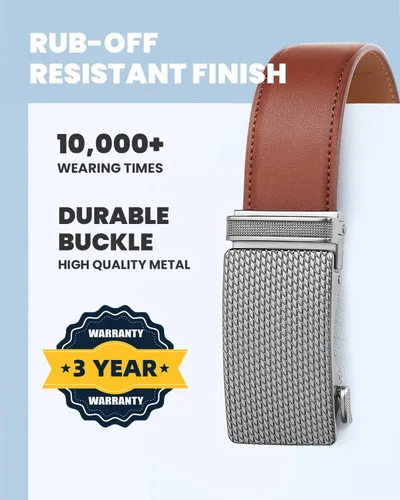 Miniatura 6 de Zitahli Cinturón para hombre, vestido de cinturón de trinquete con cuero de primera calidad de 1 38 pulgadas, cinturón deslizante con hebilla