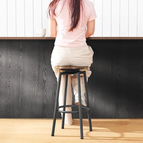 Miniatura 7 de HOOBRO Taburetes de bar, taburetes de bar giratorios juego de 2, sillas de bar redondas de 24.9 pulgadas, sillas de desayuno modernas sin espalda