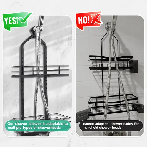 Miniatura 6 de Organizador de ducha colgante para cabezales de ducha de mano, ajustable, organizador de ducha colgante de manguera de acero inoxidable, organizador