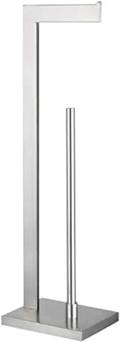 GERZWY Soporte de papel higiénico de pie con reserva, SUS 304 acero inoxidable Lavatory Tissue Roll Holder Floor Stand Storage Brushed Finish