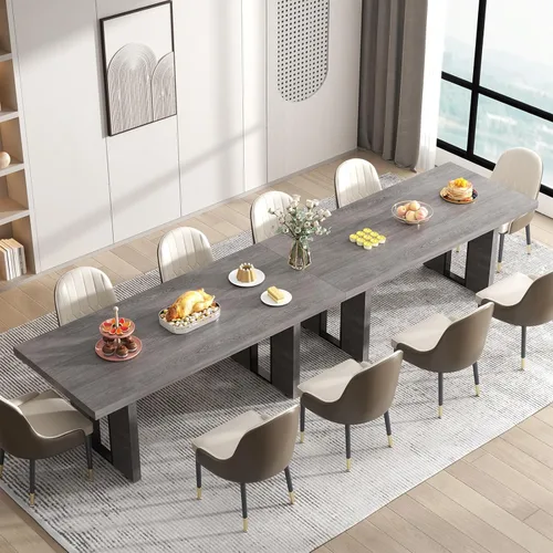 Miniatura 5 de Loomie Mesa de comedor de 70.8 pulgadas, mesa de cocina rústica para 6-8 personas, muebles de comedor grandes, mesa rectangular para sala de estar