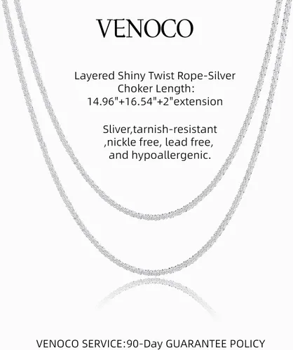Miniatura 5 de VENOCO Collar de oro en capas para mujer, delicado collar de eslabones de cadena de clip minimalista, gargantilla de espiga de espiga, collar