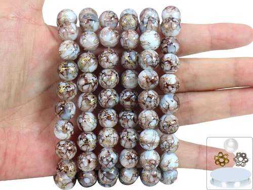 Miniatura 14 de 848 cuentas redondas de cristal agrietado – 0.236 pulgadas, 0.315 pulgadas, 0.394 pulgadas, 0.394 pulgadas, jade artificial para hacer joyas