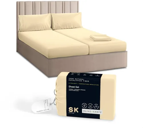 Miniatura 35 de Olive + Crate Tencel Lyocell - Juego de sábanas tamaño individual de eucalipto, juego de sábanas extralargas, sábanas refrescantes de Tencel