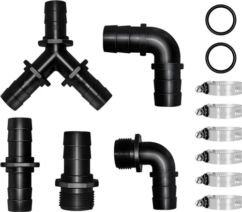 LONGRUN Adaptador de manguera de PVC de 1.2 pulgadas macho x 1 pulgada, manguera de jardín, conector rápido para fuente de piscina en cascada con 2