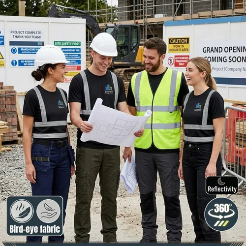 Miniatura 3 de Camiseta Hi Vis con tira reflectante de alta visibilidad, camisetas de seguridad personalizadas para tu logotipo, camisas de trabajo al aire libre