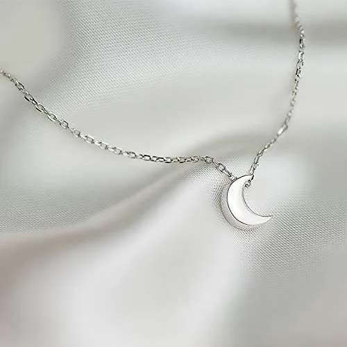 Miniatura 2 de CISHOP Collar de luna creciente, collar con colgante de plata de ley pulida, collar con colgante para mujer, Metal