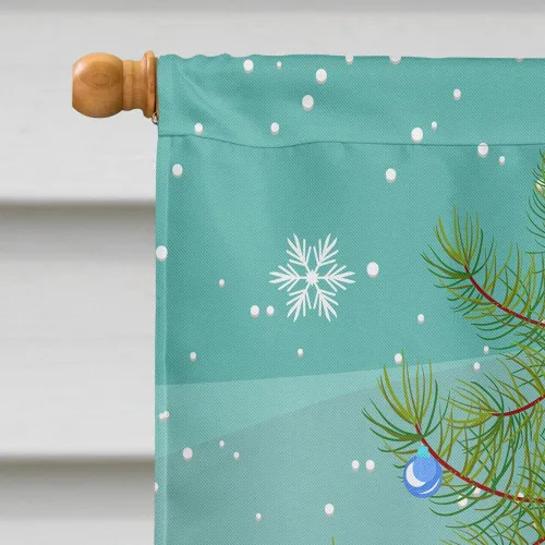 Miniatura 3 de Caroline's Treasures BB4243CHF - Bandera de árbol de Navidad con texto en inglés "Merry Christmas", color negro y blanco, para porche, para colgar