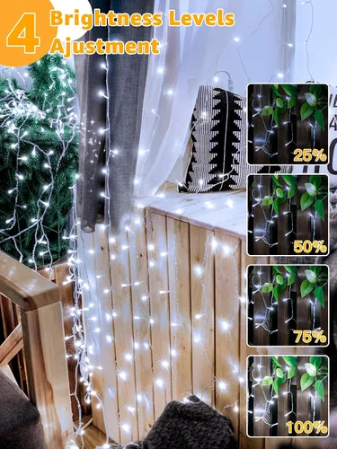 Miniatura 5 de Guhope - Luces de Navidad 600LED 98 pies, luces de cadena impermeables para exteriores con control remoto y temporizador, 8 modos de luces de hadas