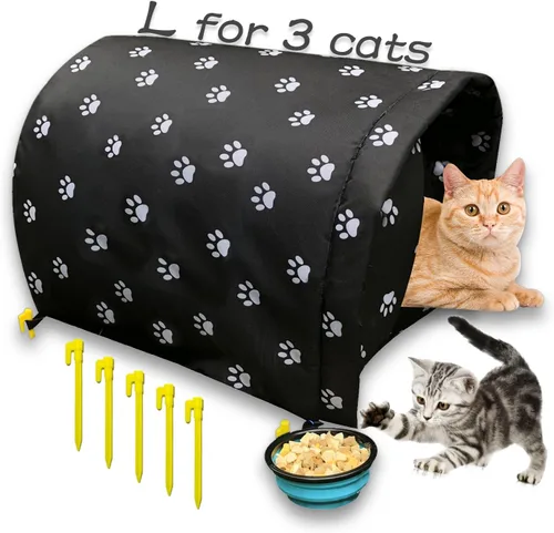 Refugio para Gatos Tamaño L Grande para 3 Gatos Adultos al Aire Libre, Casa para Gatos Ferales para Invierno, Impermeable y Cálida Casa para Gatos