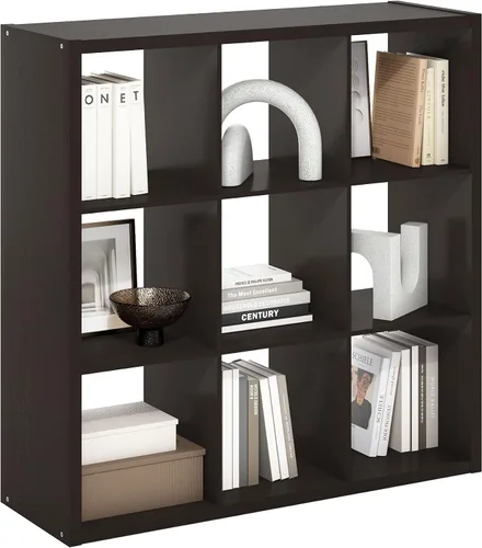 Miniatura 47 de Furinno Organizador de Almacenamiento en Cubos Decorativos con Respaldo Abierto, 4 Cubos, Gris Claro