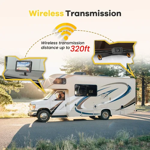 Miniatura 2 de Kit de cámara de respaldo inalámbrica y monitor Hikity, cámara de visión trasera de 4.3 pulgadas, impermeable IP68, visión nocturna, pantalla
