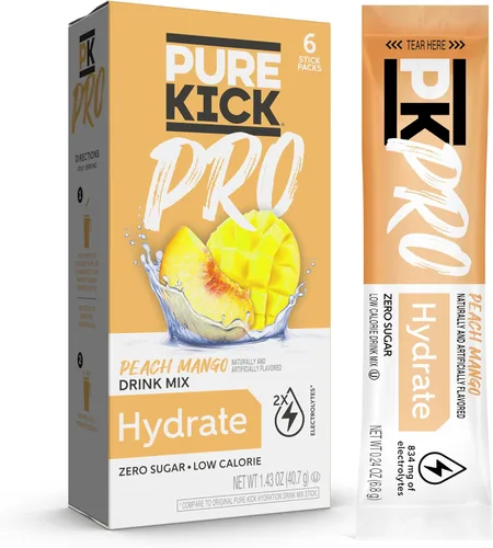 Miniatura 7 de PURE KICK PRO Mezcla para bebida de electrolitos de hidratación, Piña y Coco, Incluye 1 caja con 6 sobres en cada caja