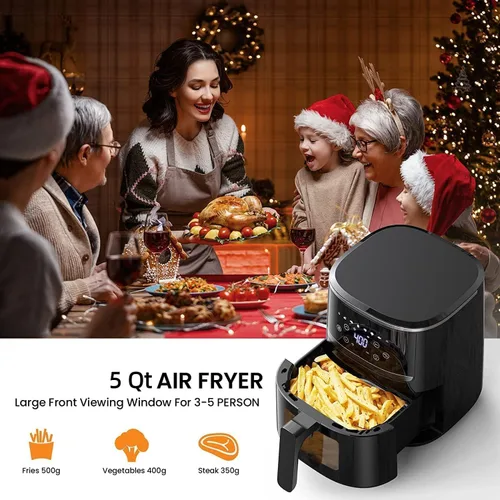 Miniatura 5 de Freidora de aire, freidora de aire digital de 5 cuartos con pantalla táctil, funciones 8 en 1 para freír, asar, deshidratar, hornear comidas