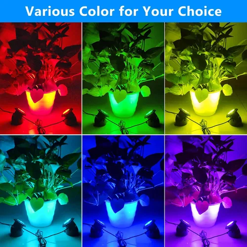 Miniatura 2 de T-SUN Luces solares para estanque, 2 focos LED RGB, luces sumergibles bajo el agua, luz solar para tanque de peces para fuente de jardín, estanque