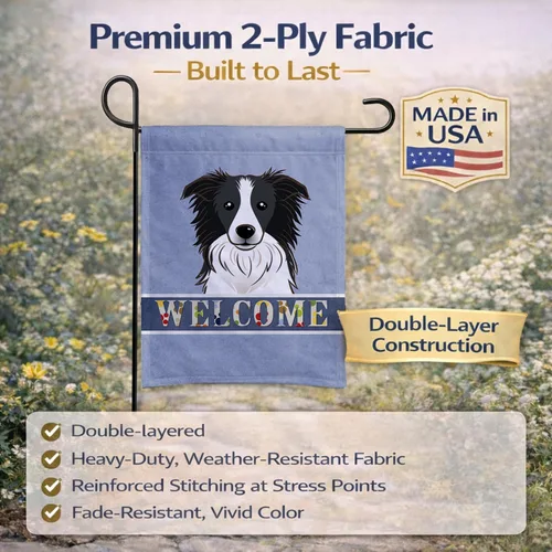 Miniatura 5 de Caroline's Treasures BB1427GF Border Collie - Bandera de bienvenida para jardín, bandera azul para buzón, bandera decorativa para patio exterior