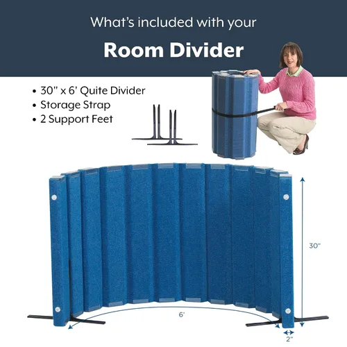 Miniatura 3 de Angeles Divisor silencioso de 30" x 6' con paneles de amortiguación de sonido, pared separadora de habitación independiente, azul