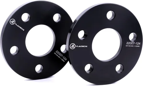 Miniatura 11 de Separadores de rueda forjados negros 5x112 centrados en el cubo de 5 mm con orificio central de 66.56 mm (sin labio) Compatibles