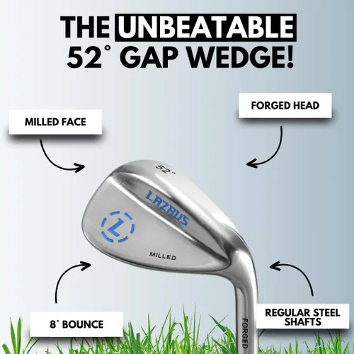 Miniatura 3 de LAZRUS - Juego de cuña de golf forjada prémium para hombres o individuales, 50, 52, 54, 56, 58, 60, 64, 72 grados + cara fresada para más giro, gran