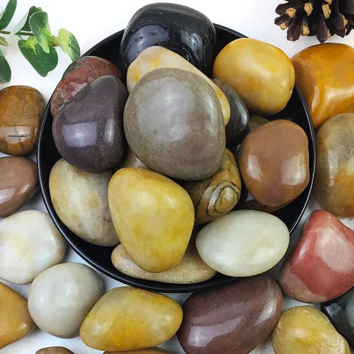 YISZM Piedras de 5 libras para plantas de interior, 2 a 3 pulgadas, color mixto, alto pulido, rocas de río grandes, piedras decorativas para
