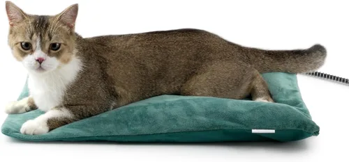 Miniatura 13 de Cama térmica para gatos al aire libre, almohadilla térmica suave para mascotas con cable envuelto en acero, calentador exterior de mascotas para Gris