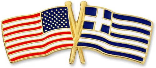 Miniatura 168 de PinMart Pin de solapa esmaltado con bandera de la amistad cruzada de Estados Unidos y el mundo