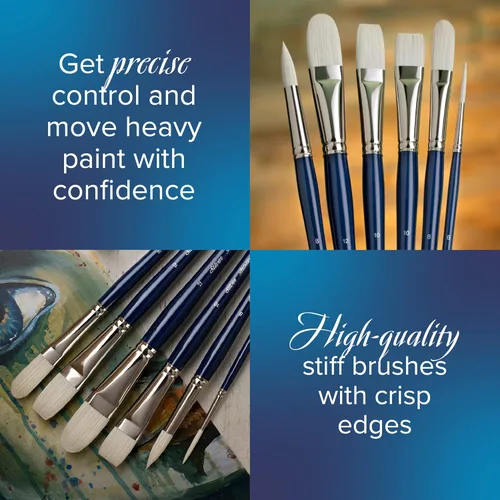 Miniatura 4 de Silver Brush 1912 Bristlon Dagger Striper Brush - Brocha para pinturas acrílicas y al óleo, tamaño 1/4 pulgada, mango largo, azul cobalto