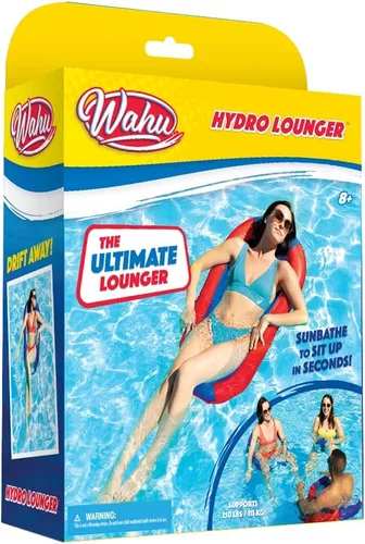 Miniatura 8 de WAHU Hydro Lounger - Flotador versátil para tomar el sol, tumbona inflable para playa y piscina con válvula de inflado/desinflado, azul/azul claro