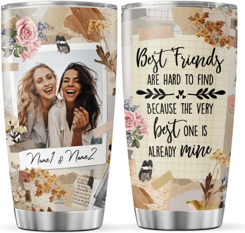 CUBICER Vasos de café personalizados con foto personalizada para mejores amigos, tazas de té con tapa, frases divertidas, nombre personalizado,